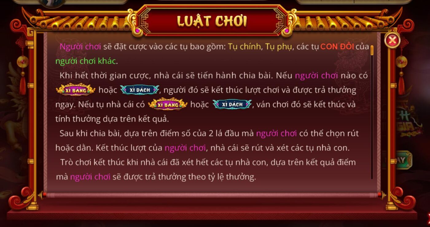 Một số quy ước có trong Xì Dách Hoàng Gia khi tải Sunwin