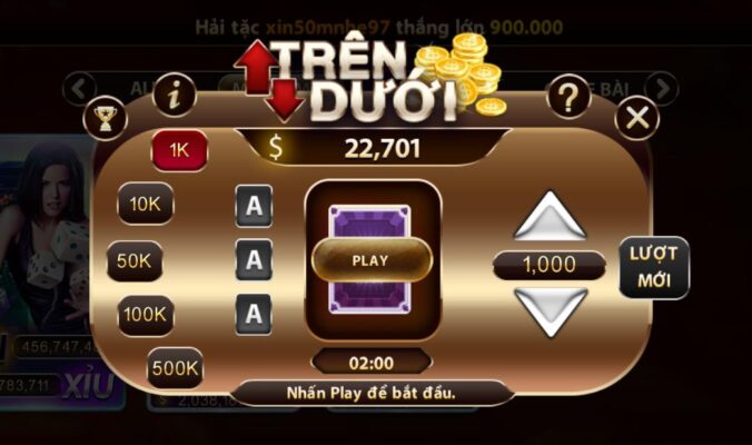 Luật chơi tại mini game Trên Dưới sun 20 ra sao?